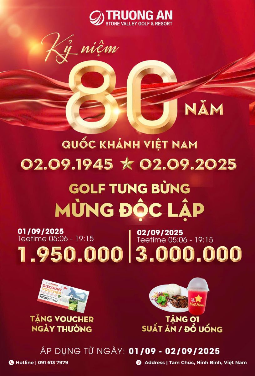 GOLF TƯNG BỪNG – MỪNG ĐỘC LẬP -STONE VALLEY GOLF & RESORT